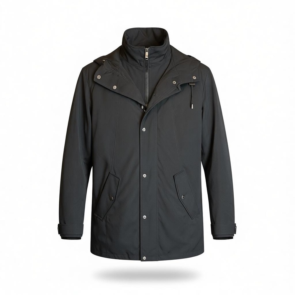 HFX Women’s Hooded Water-Resistant Trench Coat‎, Black, Small Workwear